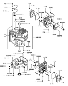 Kawasaki Fr691v-As05 Cylinder And Crankcase Diagram and Parts List for Z-FORCES54 (17AI5GHC-17AI5GHC010)(2012) Cub Cadet Lawn Tractor
